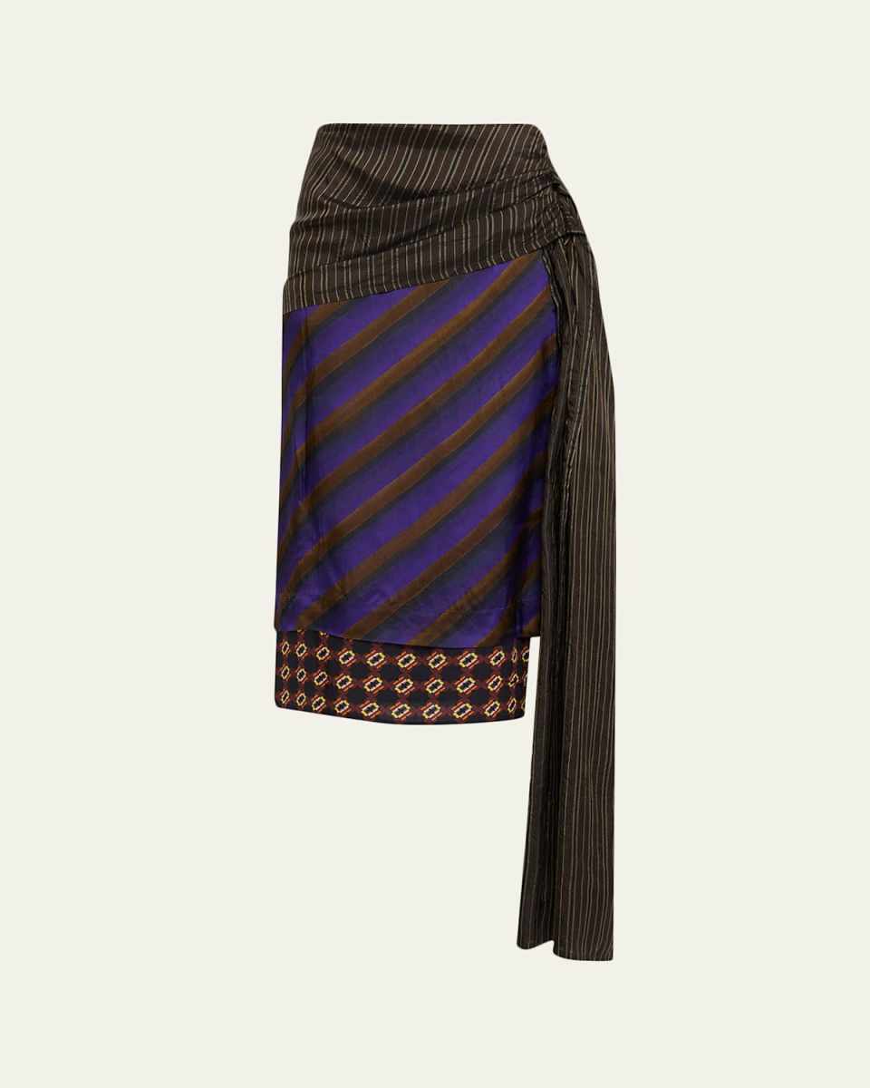 Senice Striped Drape Skirt